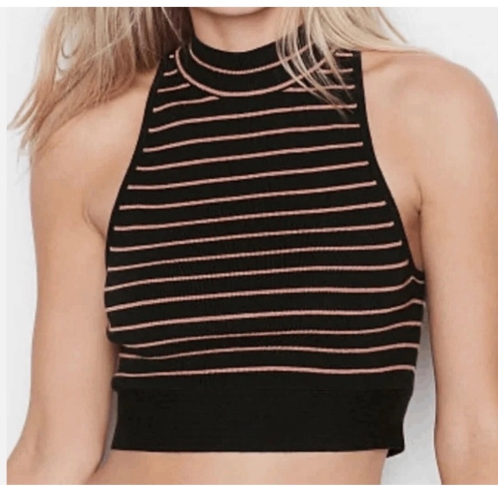 VICTORIAS SECRET NWOT Striped Knit Crop Top Medium